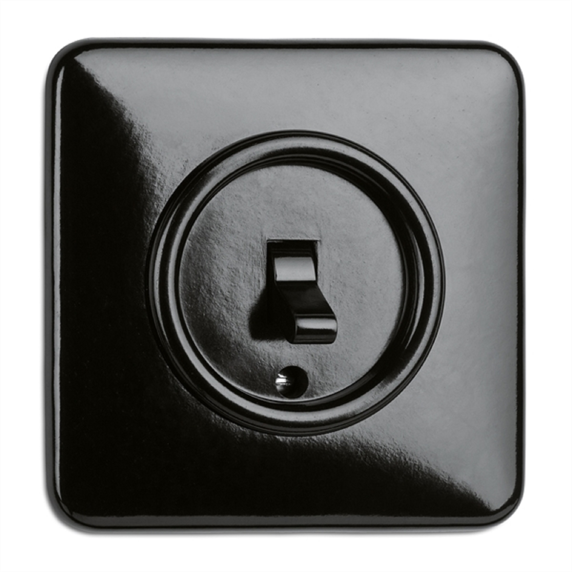 900.0012.BS Kippschalter Wechsel, Unterputz-Schaltersystem Bakelit schwarz mit eckiger Abdeckung