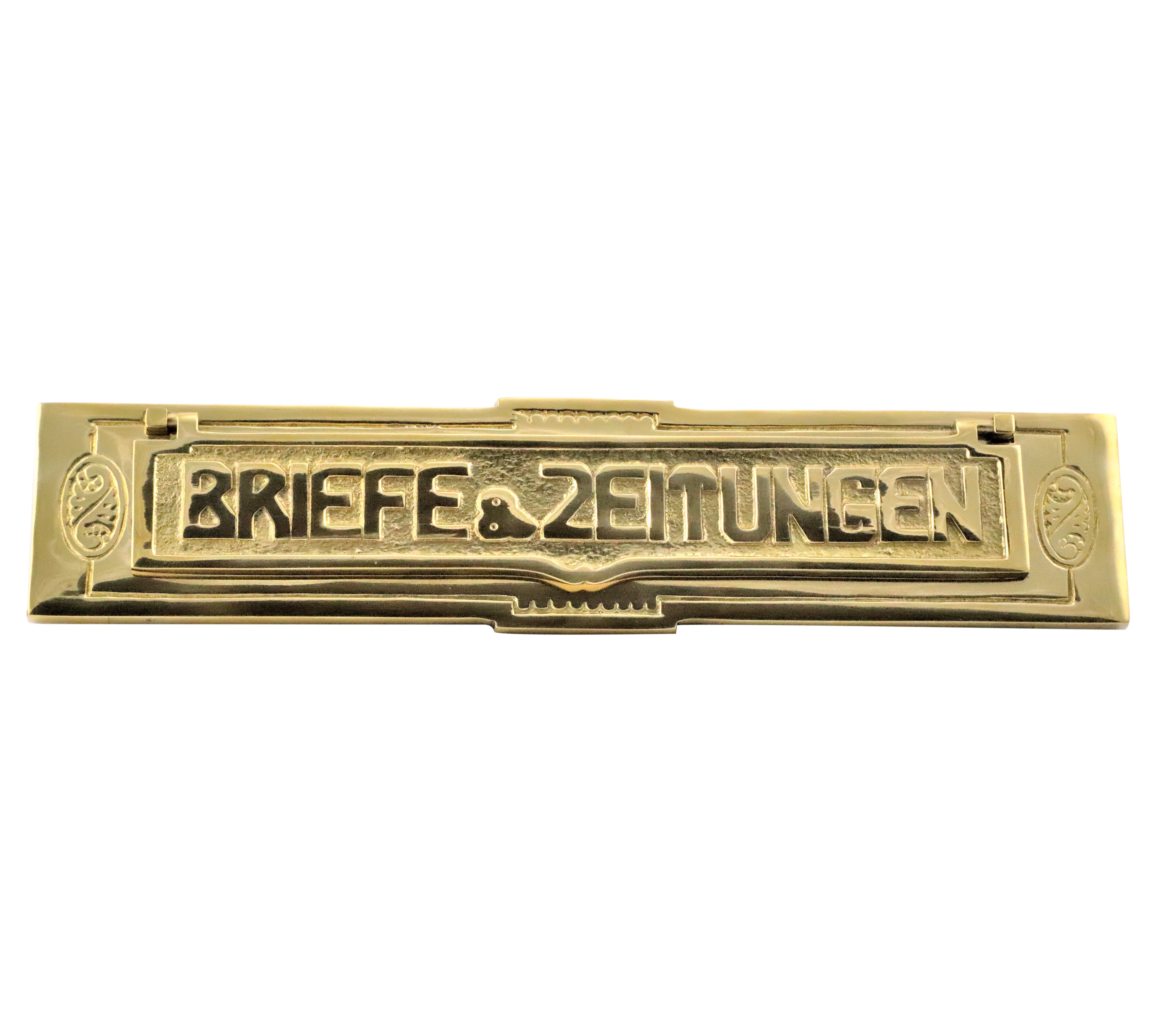 700.0013.35 Glänzend polierte Messing Briefsendungs-Klappe für BRIEFE & ZEITUNGEN. | JCB