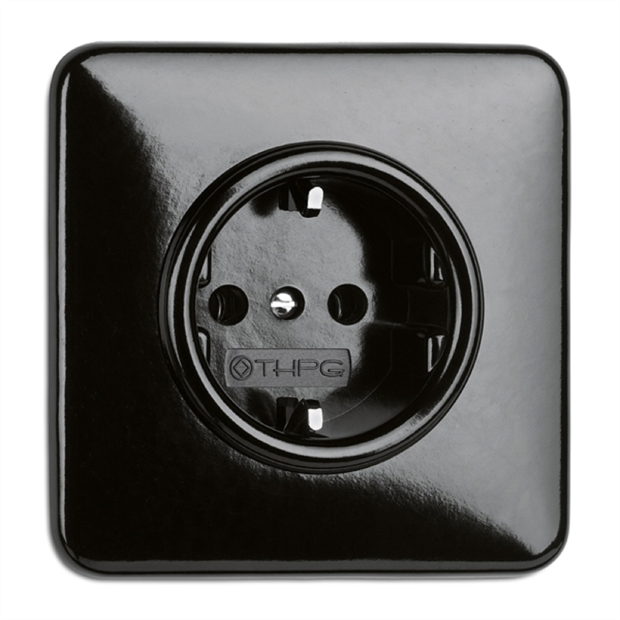 900.0013.BS Steckdose, Unterputz-Schaltersystem Bakelit schwarz mit eckiger Abdeckung