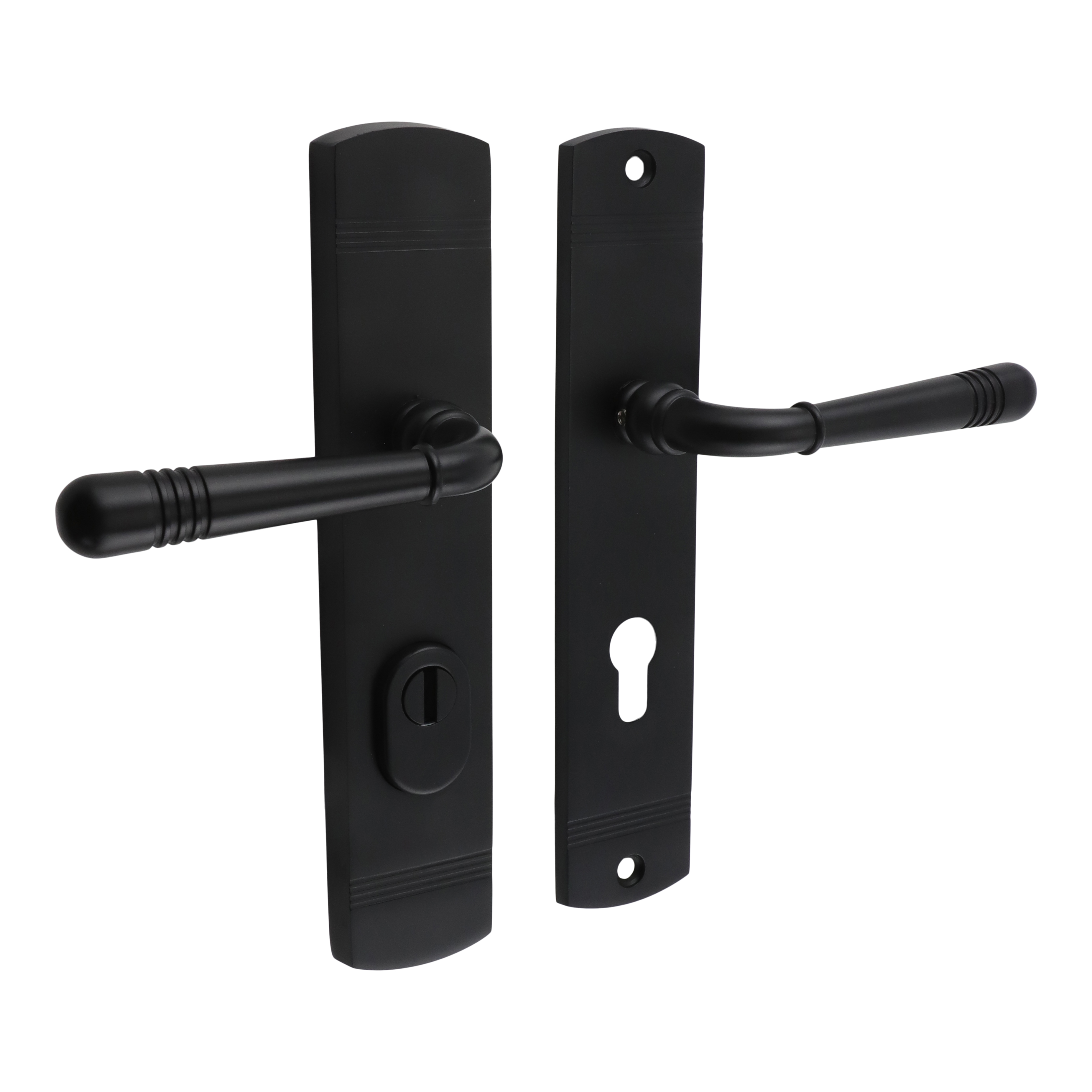 312.0130.25 Haustür-Garnitur Türgriffe Jugendstil Zamak schwarz PZ 72 mm 312.0130.25 Haustür-Garnitur Türgriffe Jugendstil Zamak schwarz PZ 72 mm