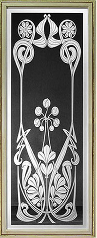 05.02.048  Historische Glasscheibe, Jugendstil Motive, sandgestrahlt, Motiv 198