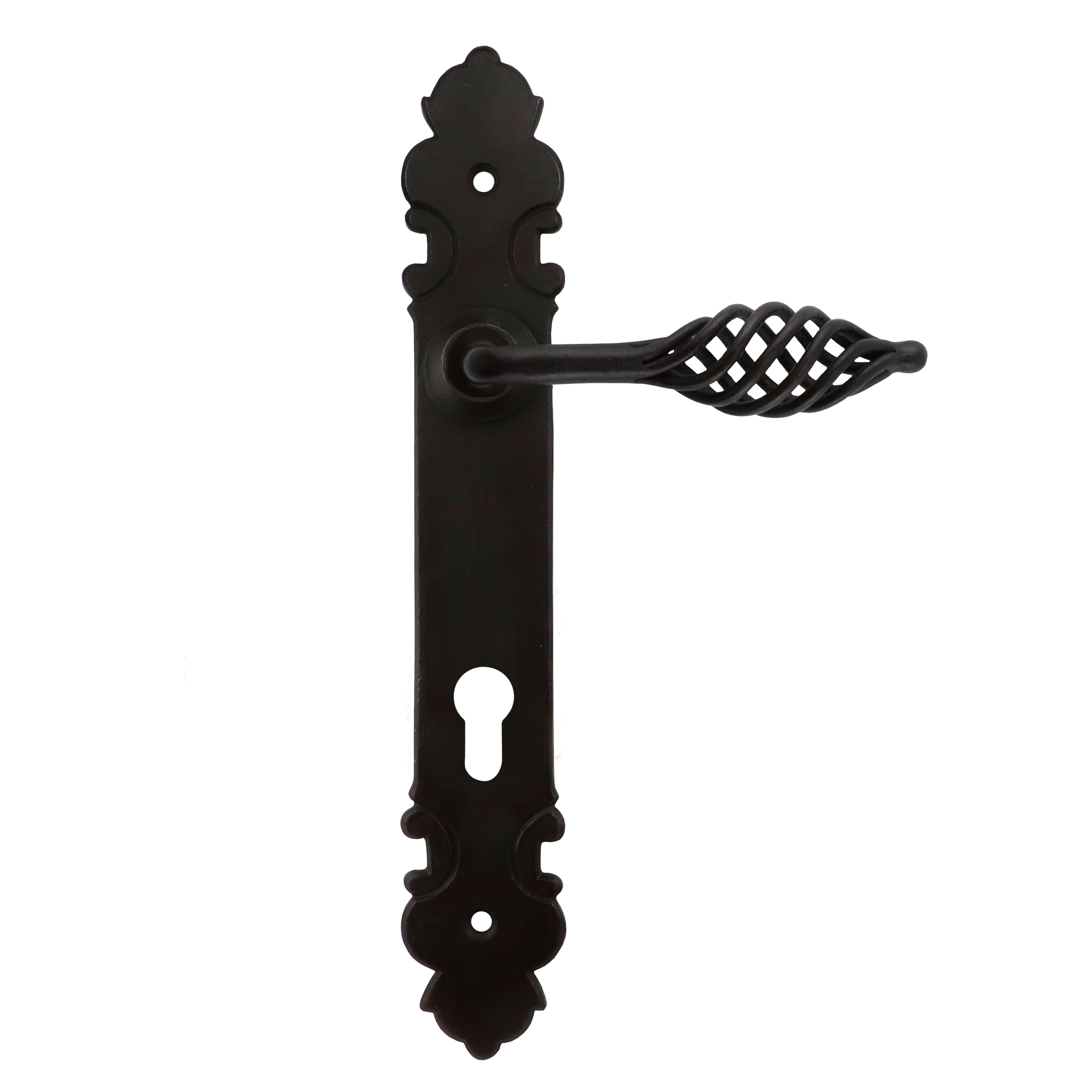 322.0033.60 Türgriffe mit PZ-Langschild Renaissance Eisen antik für Profilzylinder 92 mm