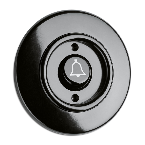 900.0022.BS Wipptaster Klingel, Unterputz-Schaltersystem Bakelit schwarz mit runder Abdeckung