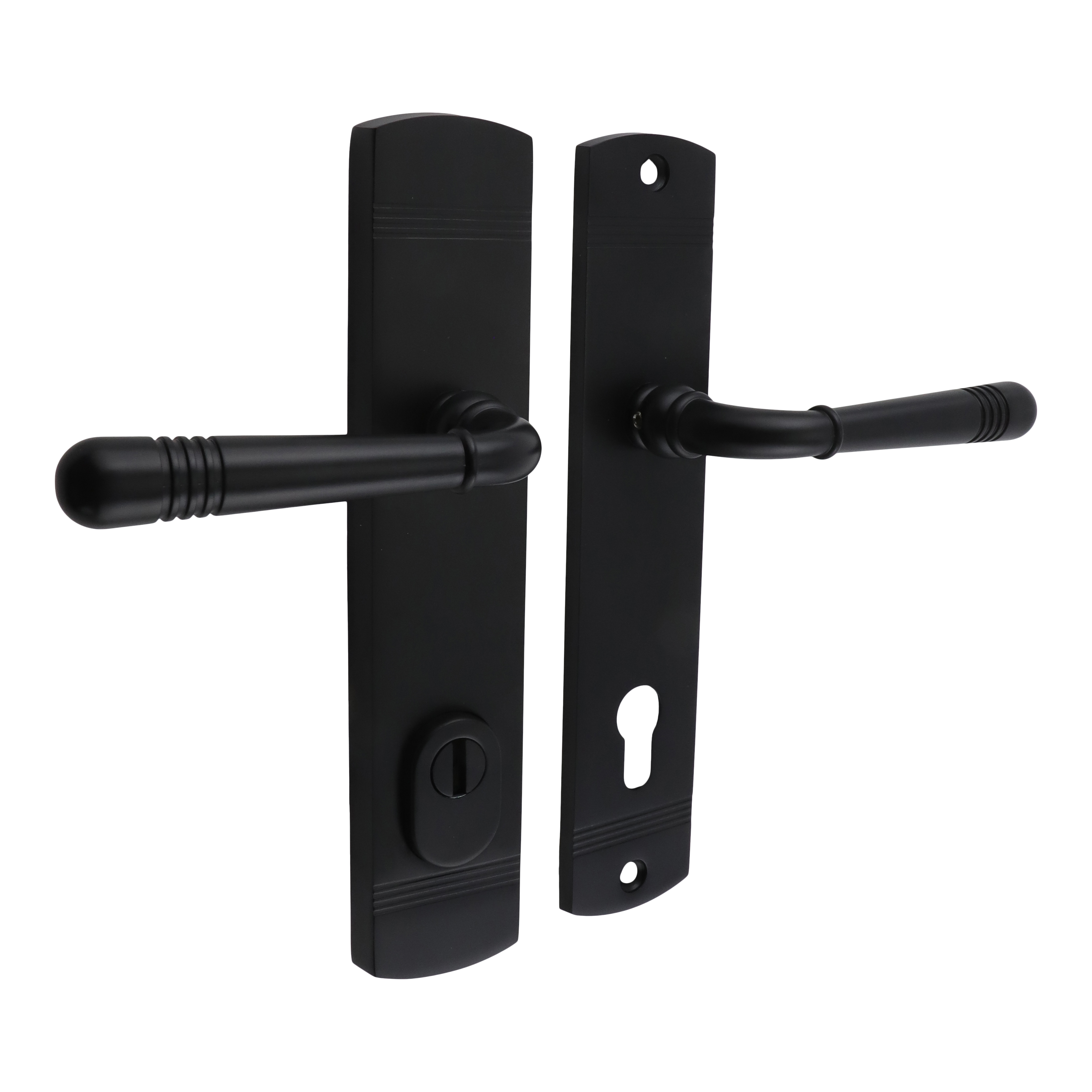 312.0131.25 Haustür-Garnitur Türgriffe Jugendstil Zamak schwarz Klinke/Klinke PZ 92 mm 312.0131.25 Haustür-Garnitur Türgriffe Jugendstil Zamak schwarz Klinke/Klinke PZ 92 mm