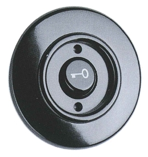 900.0021.BS Wipptaster Türöffner, Unterputz-Schaltersystem Bakelit schwarz mit runder Abdeckung