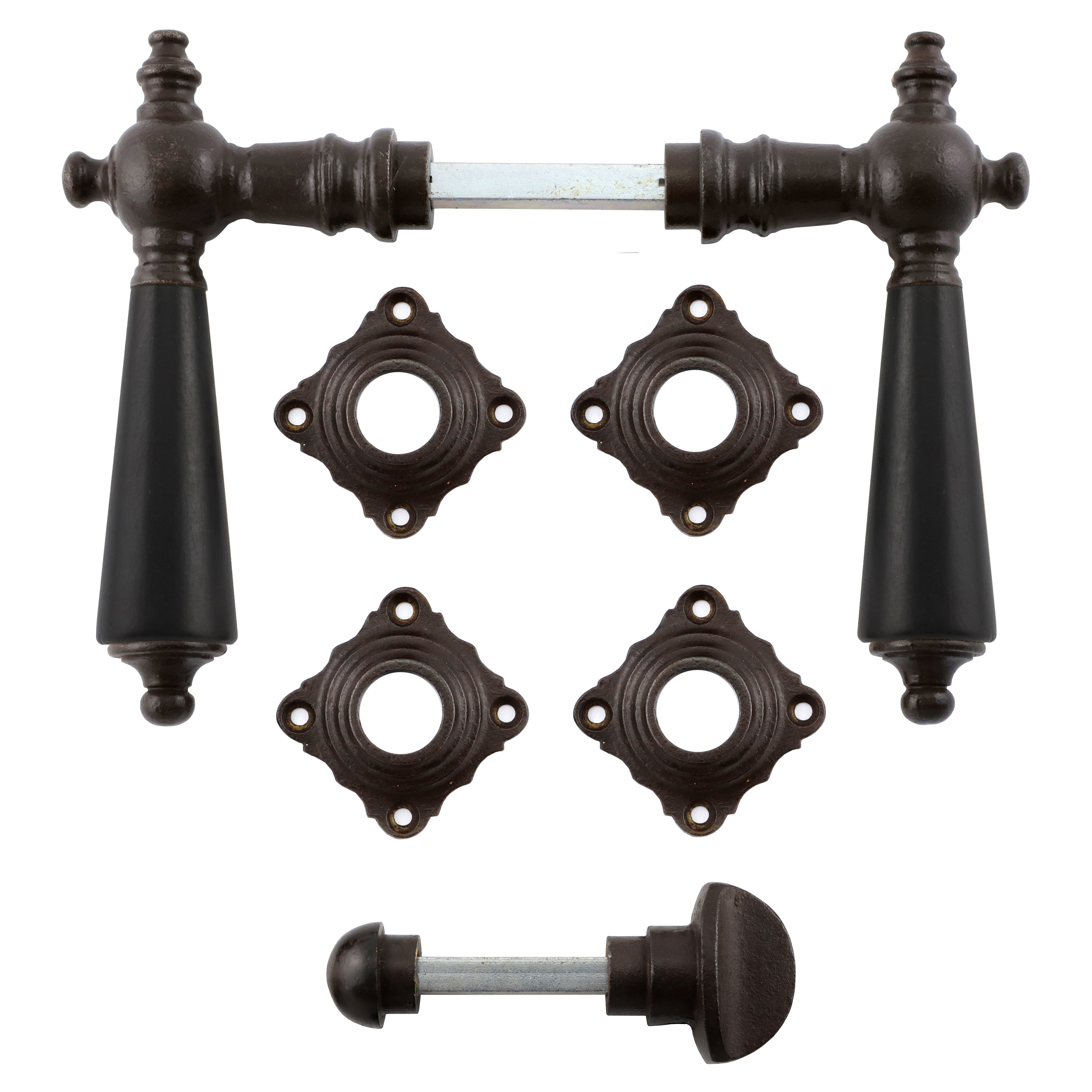 341.0029.60 WC-Türbeschlag mit Dreher / Drehknauf Eisen antik Ebenholz 341.0029.60 WC-Türbeschlag mit Dreher / Drehknauf Eisen antik Ebenholz