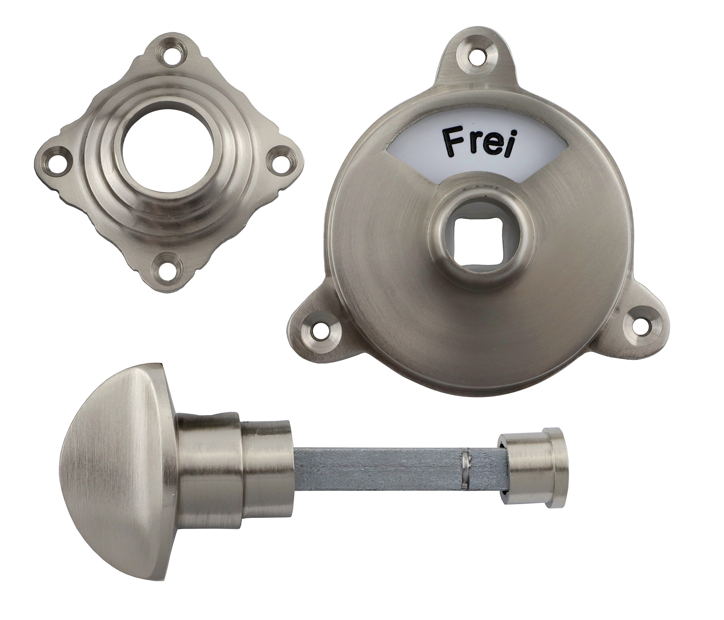 12381.15 WC-Verschluss mit Drehknauf "fei/besetzt" Messing vernickelt matt  12381.15 WC-Verschluss mit Drehknauf "fei/besetzt" Messing vernickelt matt
